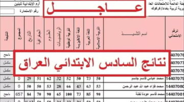 “النتايج ظهرت !!”.. نتائج السادس ابتدائي في ديالى 2024 دور اول موقع نتائجنا results.mlazemna