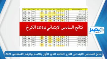 نتائج السادس الابتدائي الكرخ الثالثة الدور الأول بالاسم والرقم الامتحاني 2024 موقع نتائجنا