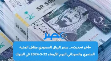 «آخر تحديث».. سعر الريال السعودي مقابل الجنيه المصري والسوداني اليوم الأربعاء 22-5-2024 في البنوك