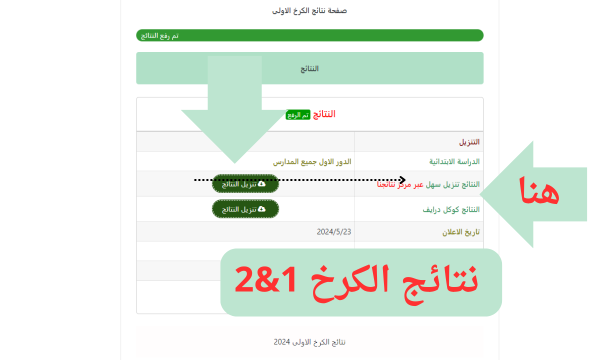 روابط drive بالاسم .. تنزيل نتائج الكرخ 1&2 نتيجة السادس الابتدائي 2024 دور أول