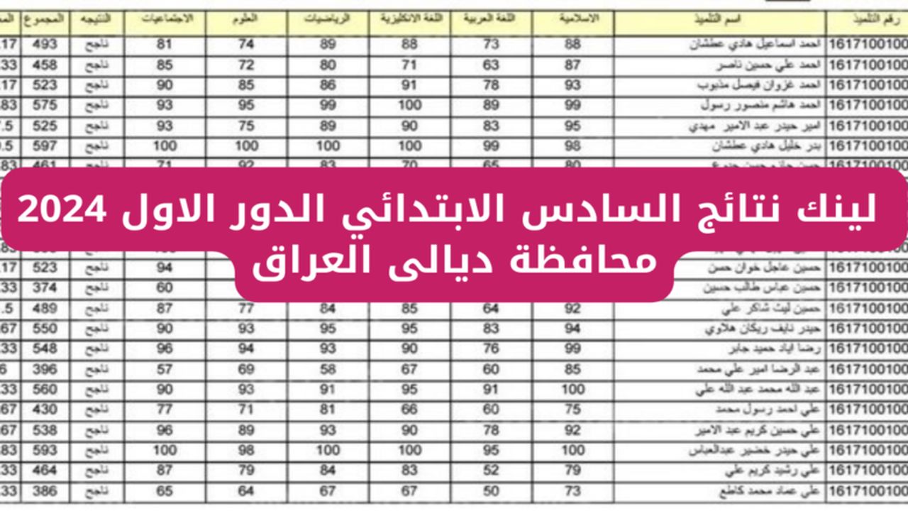 “ظهرت الآن” رابط نتائج تربية ديالى السادس الابتدائي الدور الاول 2024 عبر موقع نتائجنا