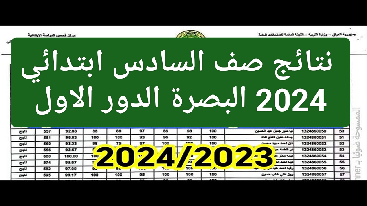 انتظرناها بفارغ الصبر.. استعلام نتائج صف السادس ابتدائي 2024 البصرة الدور الاول تحميل مباشر pdf عبر موقعنا نتائجنا