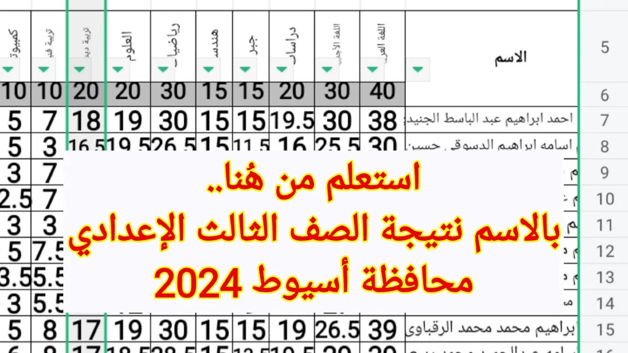 رابط فعال.. نتيجة الصف الثالث الاعدادي محافظة اسيوط الترم الثاني 2024 بالأسم ورقم الجلوس