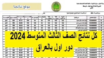 ظهرت نتائج الثالث المتوسط العراق الدور الأول 2024 مُتاحة هنا على موقع نتائجنا عموم المحافظات العراقية