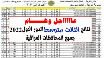 رابط مباشر.. نتائج الثالث متوسط 2024 البصره بالإسم فقط دور اول موقع نتائجنا