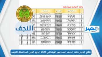 نتائجنا Results.. نتائج الاعتراضات الصف السادس الابتدائي 2024 الدور الأول لمحافظة النجف