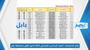 ظهرت الآن.. نتائج الاعتراضات الصف السادس الابتدائي 2024 الدور الأول لمحافظة بابل