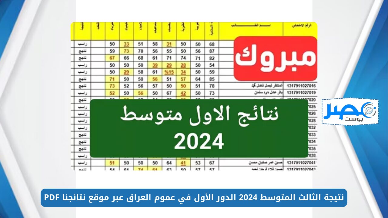 ورد الآن.. نتيجة الثالث المتوسط 2024 الدور الأول في عموم العراق عبر موقع نتائجنا PDF بالاسم والرقم الامتحاني