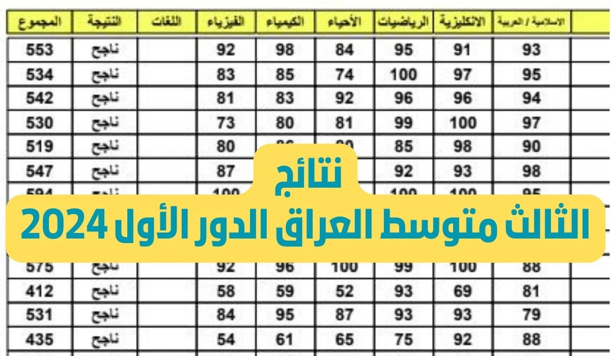 مبارك للجميع.. نتائج الثالث المتوسط الدور الأول 2024 بعموم محافظات العراق عبر موقع وزارة التعليم أو موقع نتائجنا