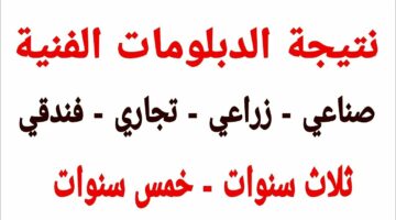 بالإسم فقط.. نتيجه الدبلومات الفنيه 2024 صناعي، زراعي، تجاري 3 و5 سنوات عبر بوابة التعليم الفني