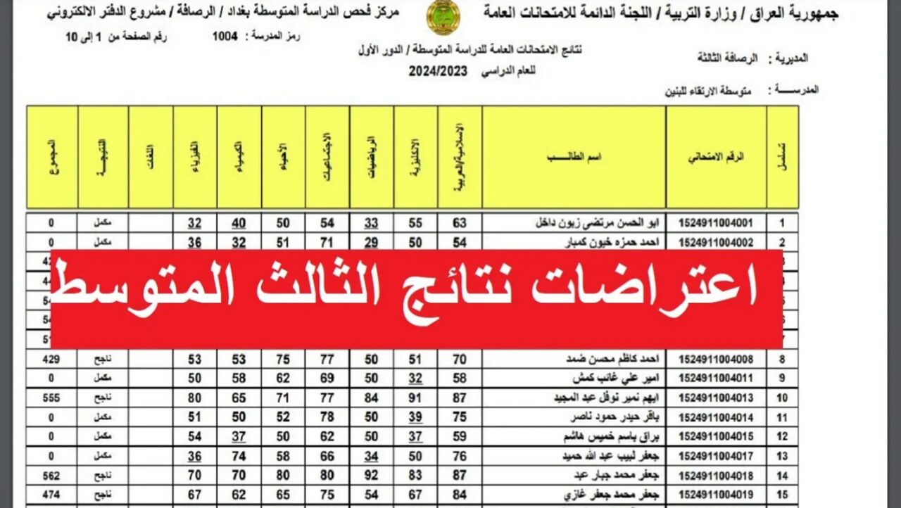 استعلم الآن.. نتائج اعتراضات الثالث متوسط موقع نتائجنا ووزارة التربية العراقية