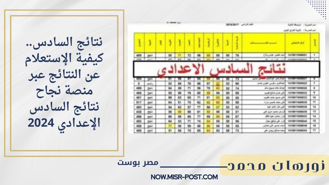 نتائج السادس.. كيفية الإستعلام عن النتائج عبر منصة نجاح نتائج السادس الإعدادي 2024