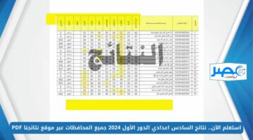 استعلم الآن.. نتائج السادس اعدادي الدور الأول 2024 جميع المحافظات results.mlazemna عبر موقع نتائجنا PDF