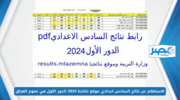 لينك مباشر.. الاستعلام عن نتائج السادس اعدادي موقع نتائجنا 2024 الدور الأول في عموم العراق Results