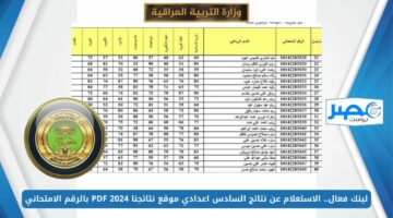 لينك فعال.. الاستعلام عن نتائج السادس اعدادي موقع نتائجنا 2024 PDF بالرقم الامتحاني results.mlazemna