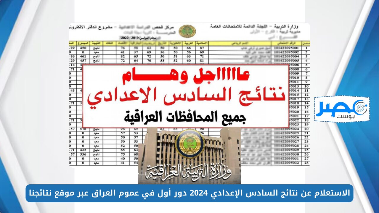 من هُنــا PDF.. الاستعلام عن نتائج السادس الإعدادي 2024 دور أول في عموم العراق عبر موقع نتائجنا results.mlazemna