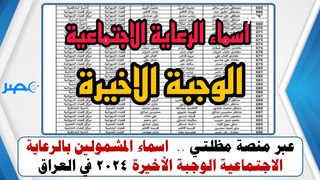 عبر منصة مظلتي ..  اسماء المشمولين بالرعاية الاجتماعية الوجبة الأخيرة 2024 في العراق