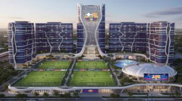 تصميم جديد ناطحات سحاب في دبي ومجمع فاخر يحمل شعار برشلونة