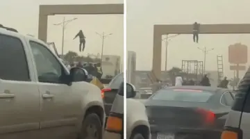 صحيفة المرصد – بالفيديو.. رد فعل مواطنين تفاجأوا بعامل مصري عالق أعلى جسر بعد انهيار السقالة