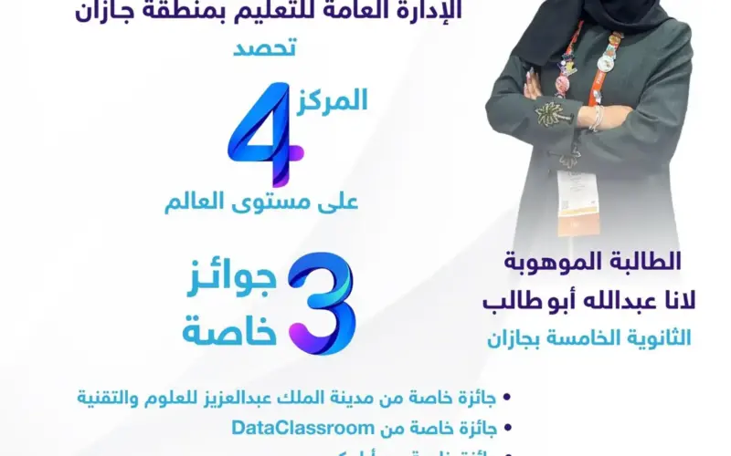 تعليم جازان يحصد المركز الرابع عالميًا و3 جوائز خاصة في آيسف 2026 – صحيفة سويفت نيوز