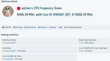 كسر السرعة الصيني يحطم الرقم القياسي المسجل منذ عامين، ويدفع معالج Intel Core i9-14900KF إلى سرعة مذهلة تبلغ 9206.34 ميجاهرتز