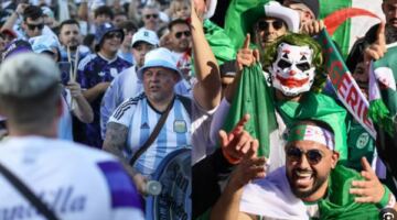 اشتباكات بين جماهير الجزائر والأرجنتين في تايمز سكوير قبل مواجهة المونديال
                                                
                                                
                                                    16/06/2026 11:43 م
                                                
                                                
                                                    شهدت ساحة تايمز سكوير في مدينة نيويورك حالة من التوتر قبل مواجهة الجزائر والأرجنتين في كأس العالم 2026، بعدما اندلعت اشتباكات بين جماهير المنتخبين خلال تجمعات المشجعين قبل المباراة.