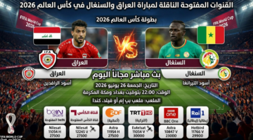 القنوات المفتوحة الناقلة لمباراة العراق والسنغال في كأس العالم 2026