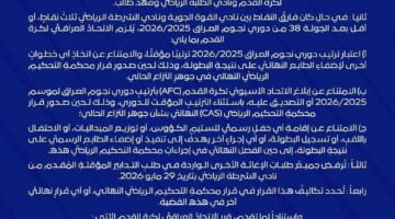 بعد قرار محكمة الكاس.. اتحاد الكرة يحدد موعد مباراتي الحسم في دوري النجوم وآلية التتويج » وكالة بغداد اليوم الاخبارية