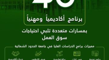 جامعة الحدود الشمالية تفتح باب القبول في 40 برنامجًا للدراسات العليا