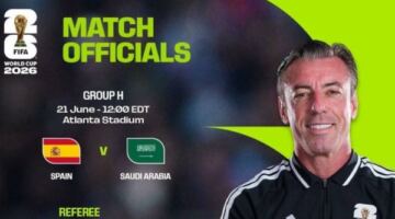 طاقم برازيلي يدير مباراة السعودية وإسبانيا في كأس العالم 2026
                                                
                                                
                                                    18/06/2026 08:57 م
                                                
                                                
                                                    شهدت بطولة كأس العالم 2026 إسناد إدارة مباراة السعودية وإسبانيا إلى طاقم تحكيم برازيلي، ليصبح ثالث طاقم من البرازيل يشارك